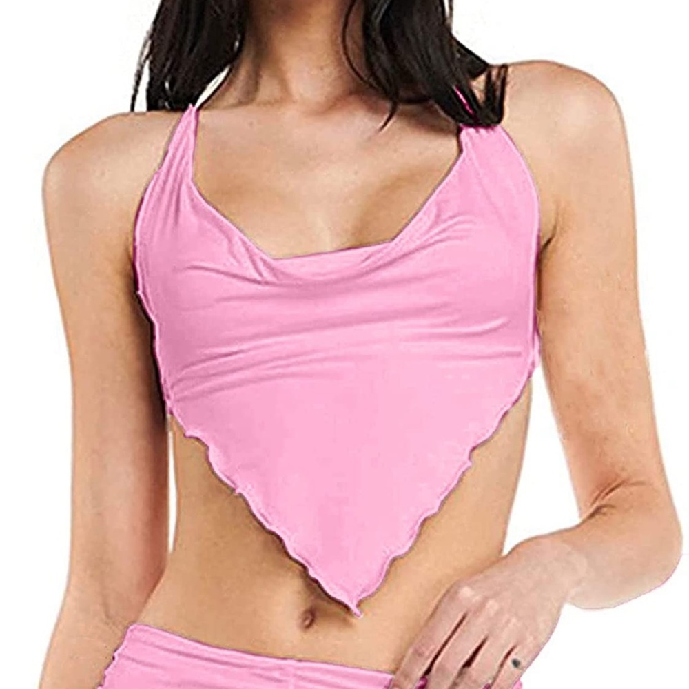 Pink halter cropped top